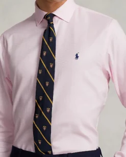 Różowym koszula z logo Slim Fit