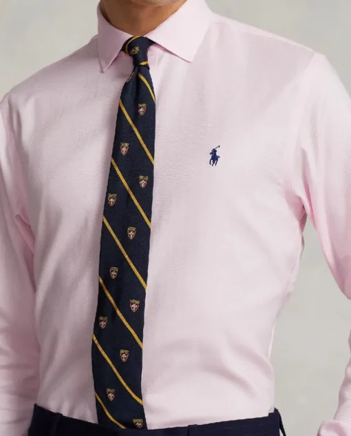 Różowym koszula z logo Slim Fit
