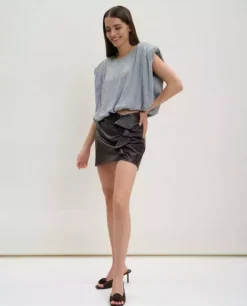 Skórzana mini spódnica z falbaną Lee