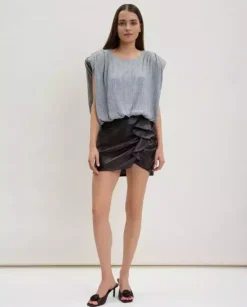 Skórzana mini spódnica z falbaną Lee