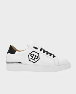 Skórzane białe sneakersy z logo