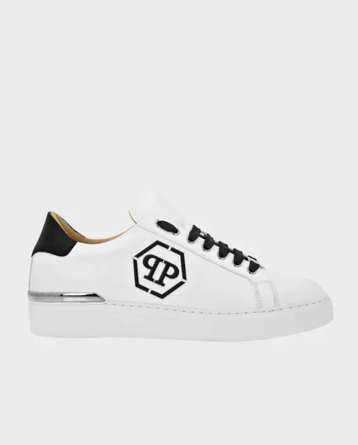 Skórzane białe sneakersy z logo