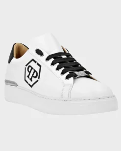 Skórzane białe sneakersy z logo