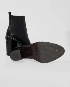 Skórzane botki na obcasie