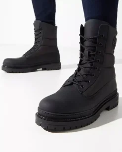 Skórzane buty za kostkę z wytłoczonym logo