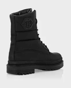 Skórzane buty za kostkę z wytłoczonym logo