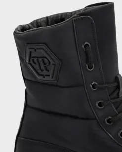Skórzane buty za kostkę z wytłoczonym logo