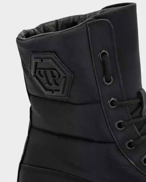 Skórzane buty za kostkę z wytłoczonym logo