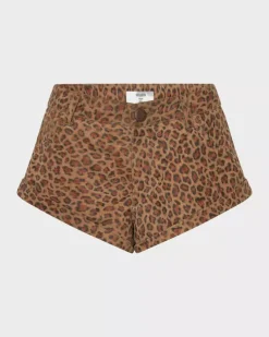 Skórzane krótkie spodenki w panterkę Bandit Low Waist