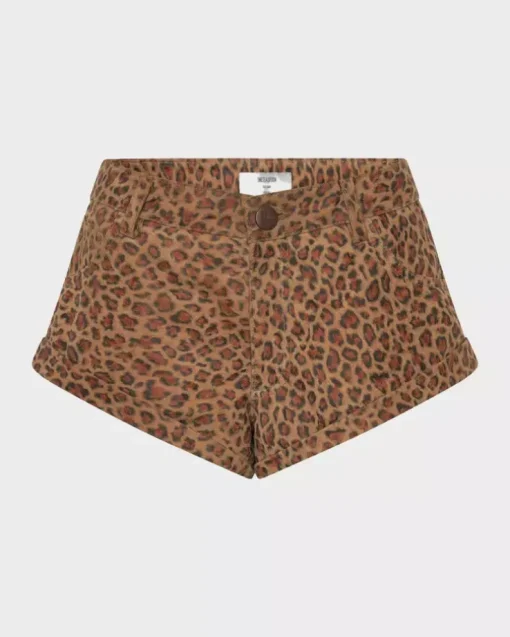 Skórzane krótkie spodenki w panterkę Bandit Low Waist
