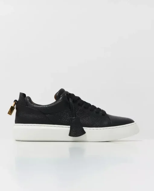 Skórzane sneakersy z kontrastową podeszwą i logo