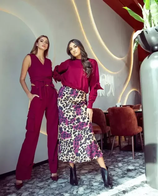 Spódnica z printem Wild Burgund