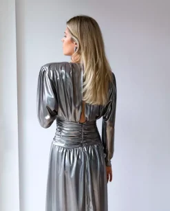 Srebrna sukienka midi Gigi