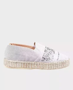 Srebrne espadryle z cyrkoniami
