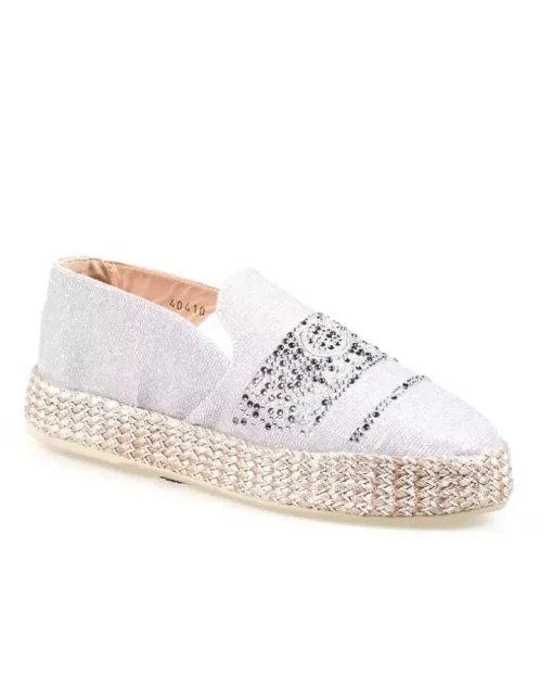 Srebrne espadryle z cyrkoniami