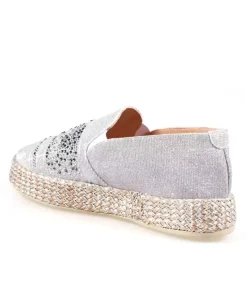 Srebrne espadryle z cyrkoniami