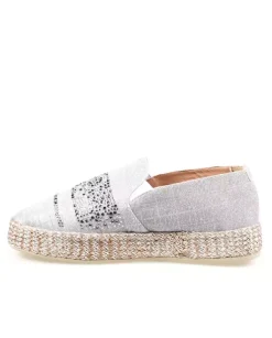 Srebrne espadryle z cyrkoniami