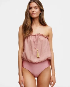 Strój kąpielowy z jedwabną górą Blush