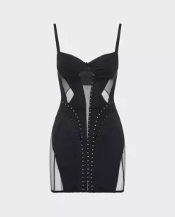 Sukienka mini z transparentnymi wstawkami