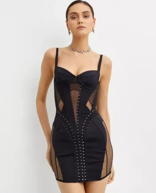 Sukienka mini z transparentnymi wstawkami
