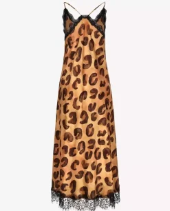 Sukienka z jedwabiu i wiskozy Leopard