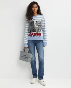 Sweter w paski z kotami