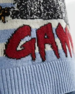 Sweter w paski z kotami