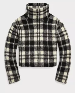 Sweter z golfem w kratkę