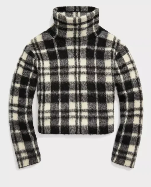 Sweter z golfem w kratkę