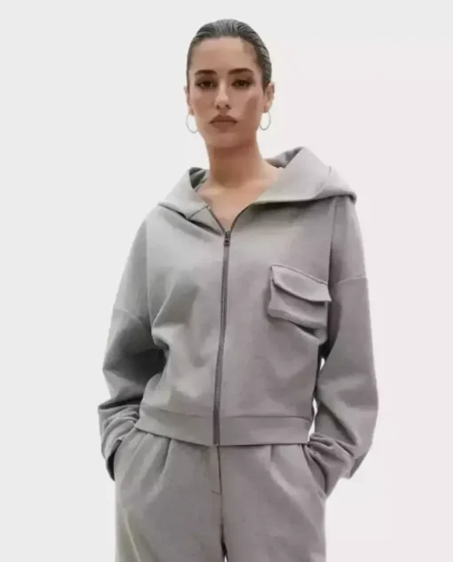Szara bluza z zamkiem