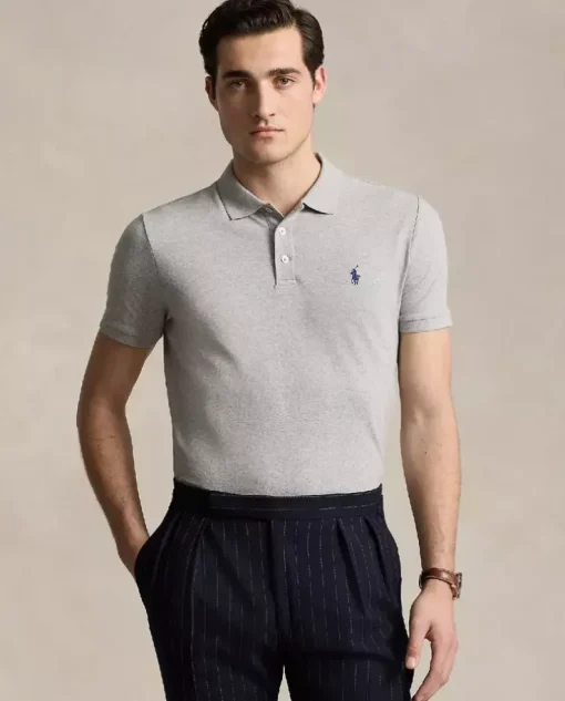 Szara koszulka polo Custom Slim Fit