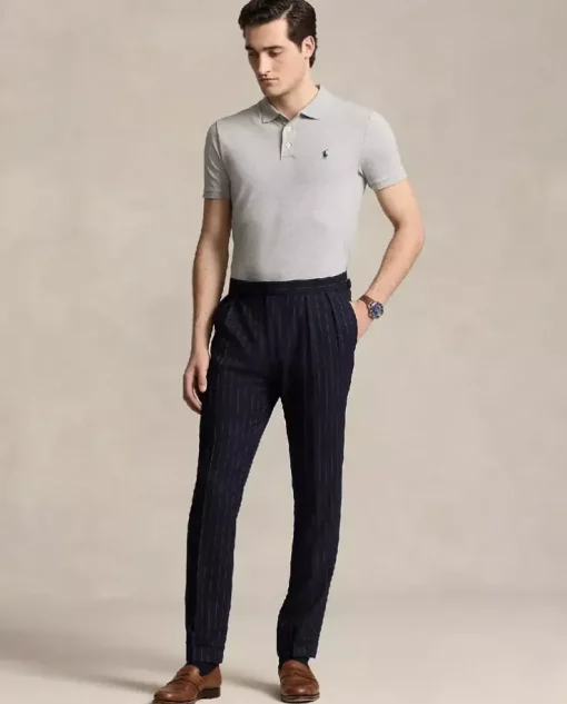 Szara koszulka polo Custom Slim Fit