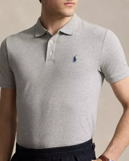 Szara koszulka polo Custom Slim Fit