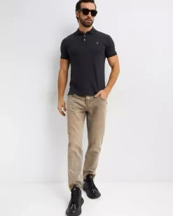 Szara koszulka polo Custom Slim Fit