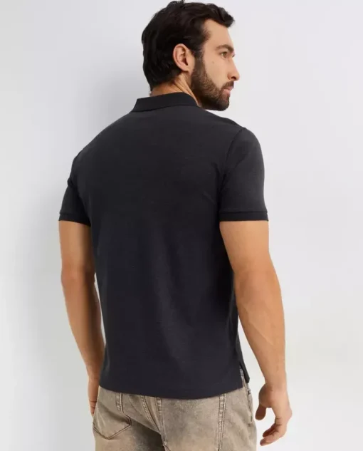 Szara koszulka polo Custom Slim Fit