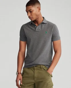 Szara koszulka Polo Custom Slim Fit Mesh
