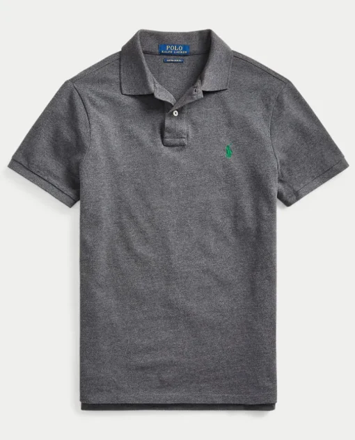 Szara koszulka Polo Custom Slim Fit Mesh