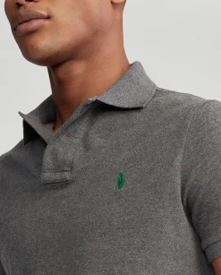 Szara koszulka Polo Custom Slim Fit Mesh