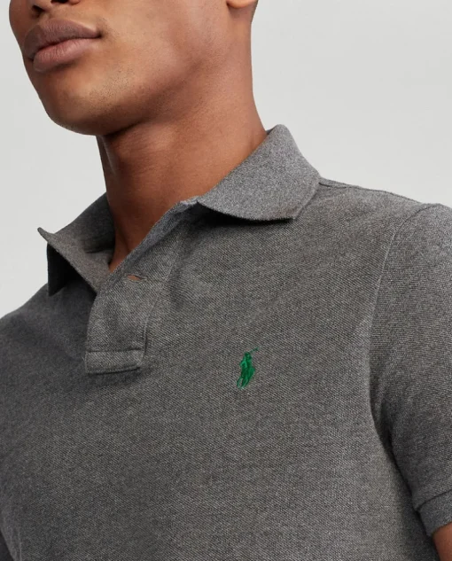 Szara koszulka Polo Custom Slim Fit Mesh