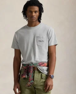 Szara koszulka z logo Custom Slim Fit