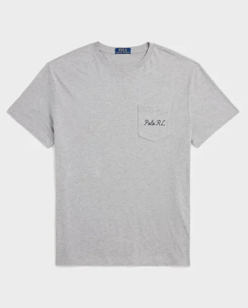 Szara koszulka z logo Custom Slim Fit
