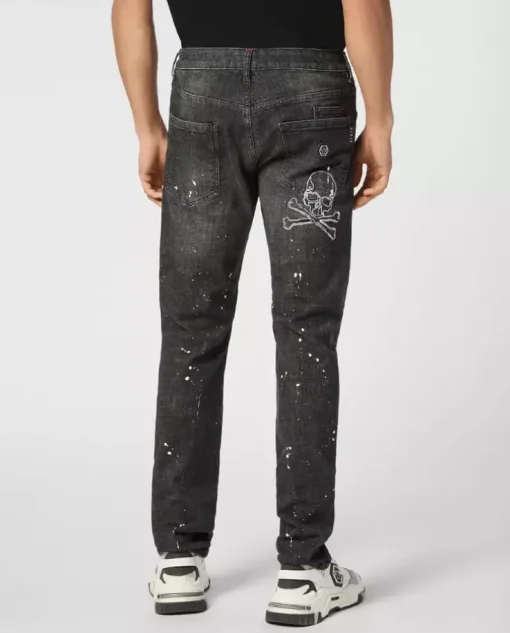Szare jeansy z przetarciami Super Straight