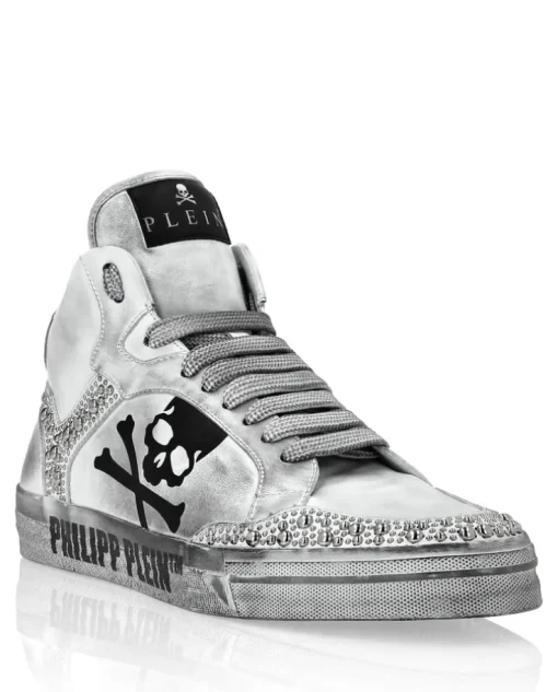 Szare sneakersy z wysoką cholewką