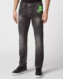 Szaro-czarne jeansy Skull&Bones Super Straight