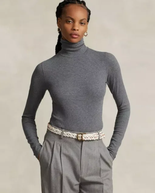 Szary golf Slim Fit z logo