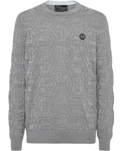 Szary sweter z monogramem