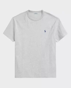 Szary t-shirt Classic Fit z haftowanym logo