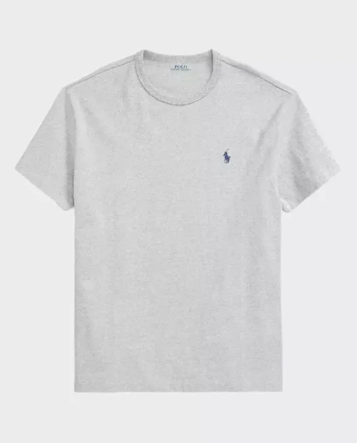 Szary t-shirt Classic Fit z haftowanym logo