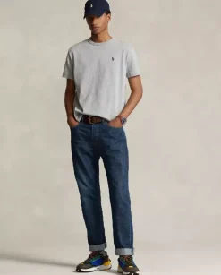Szary t-shirt Classic Fit z haftowanym logo