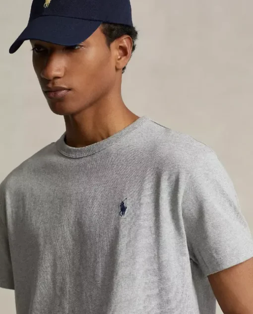 Szary t-shirt Classic Fit z haftowanym logo